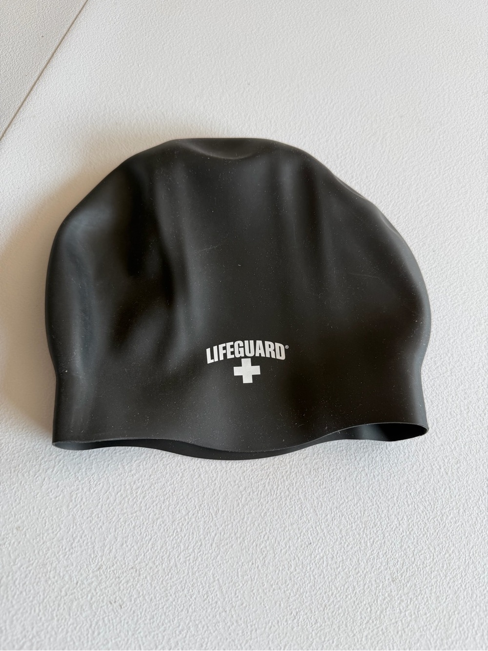 Lifeguard Black Silicone Swim Cap